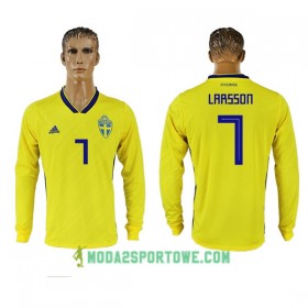 Koszulka Szwecja Larsson 7 Mistrzostwa Świata 2018 Domowe Stroje Piłkarskie Długi Rękaw